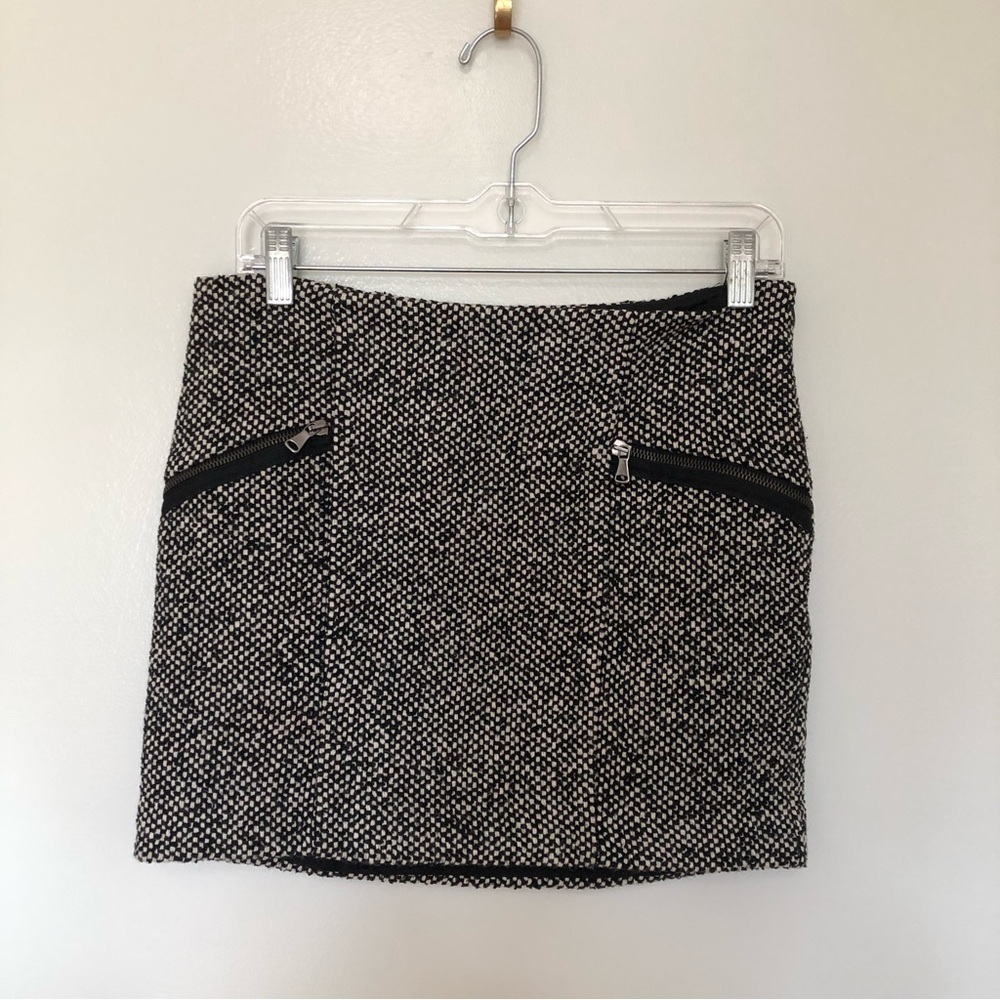 Zara Tweed Mini Skirt Wool Blend Small